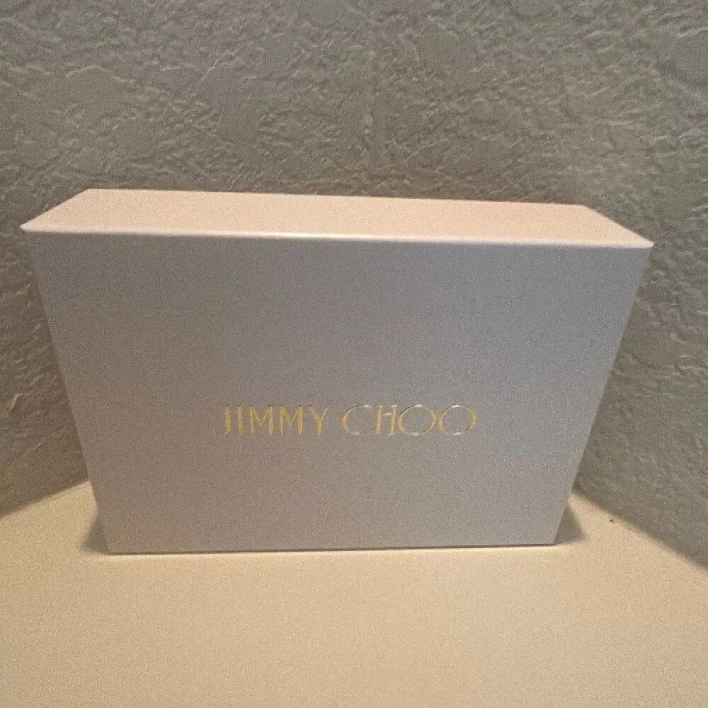 Jimmy Choo Medium Gift Box White Gold Logo Luxury Storage Home Decor Display
